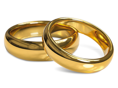 Two wedding rings interlinking
