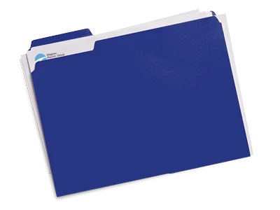 A large blue file